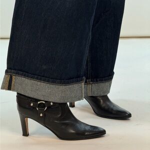 Manolo Blahnik Heeled Leather Ankle Moto Boots